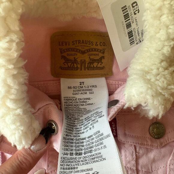 Girls Levi Strauss & Co Pink Denim Jacket with Sherpa Lining. Size 2T - Picture 4 of 5